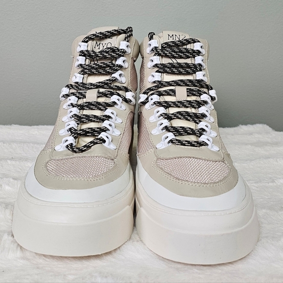 Womens Miz Mooz Alpyne High Top Leather Platform Sneaker - Cream 8 - Picture 3 of 13
